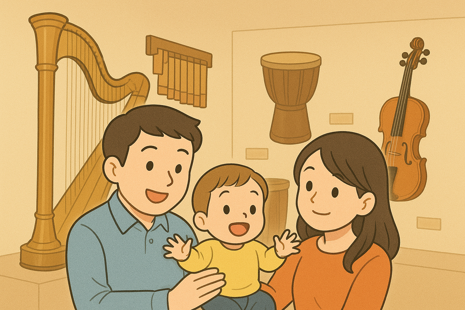 浜松楽器博物館で1歳の子どもと楽しむ家族