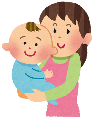 親子が微笑んでいる