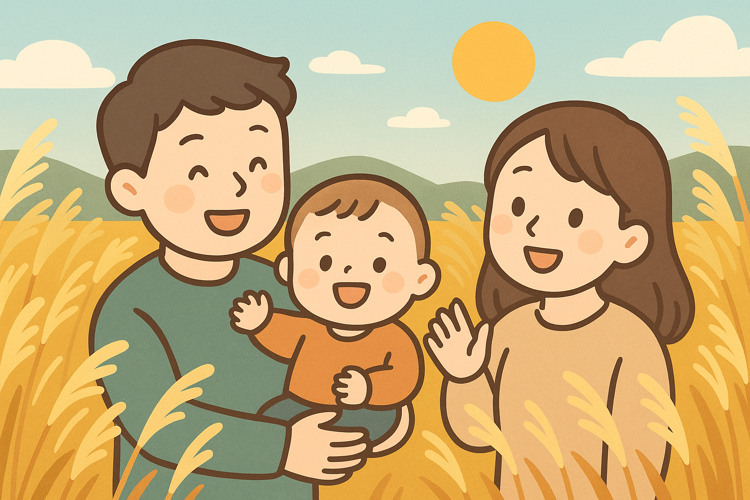 生石高原を楽しむ1歳連れ家族