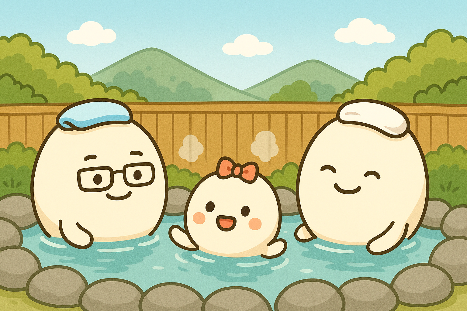 温泉旅行を楽しむ１歳子連れ家族