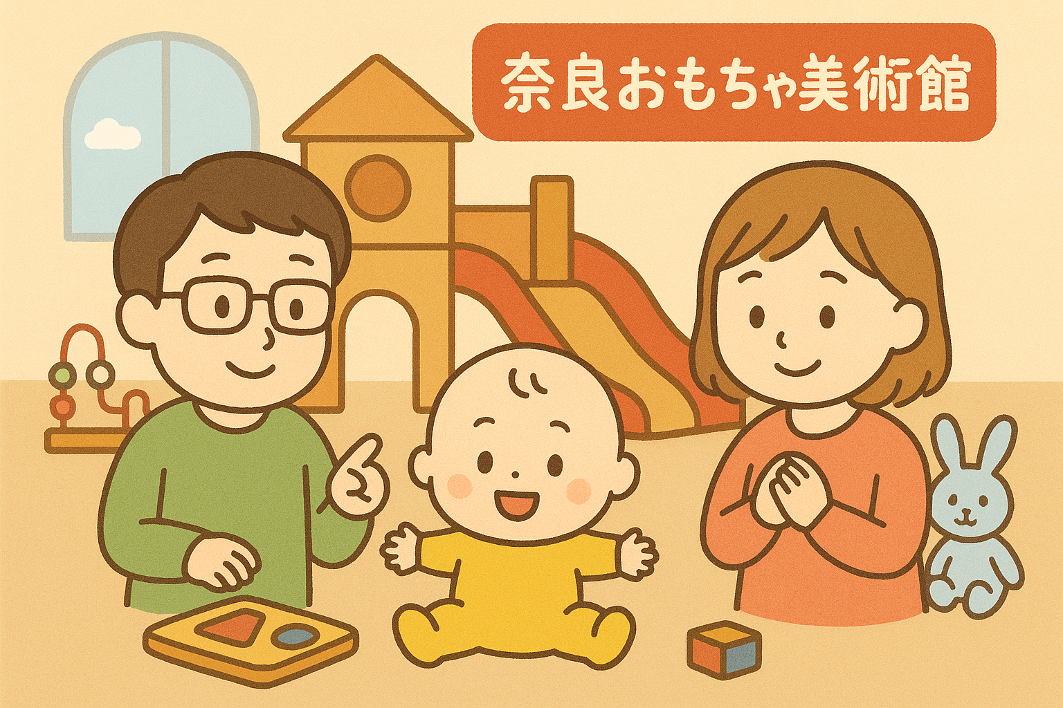 奈良おもちゃ美術館で遊ぶ1歳子連れ家族