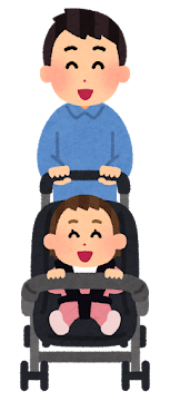 ベビーカーを押す父親